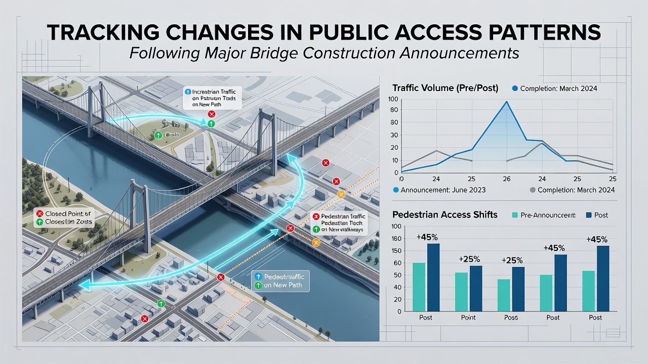 Tracking Changes in Public Access Patterns Following Major Bridge Construction Announcements