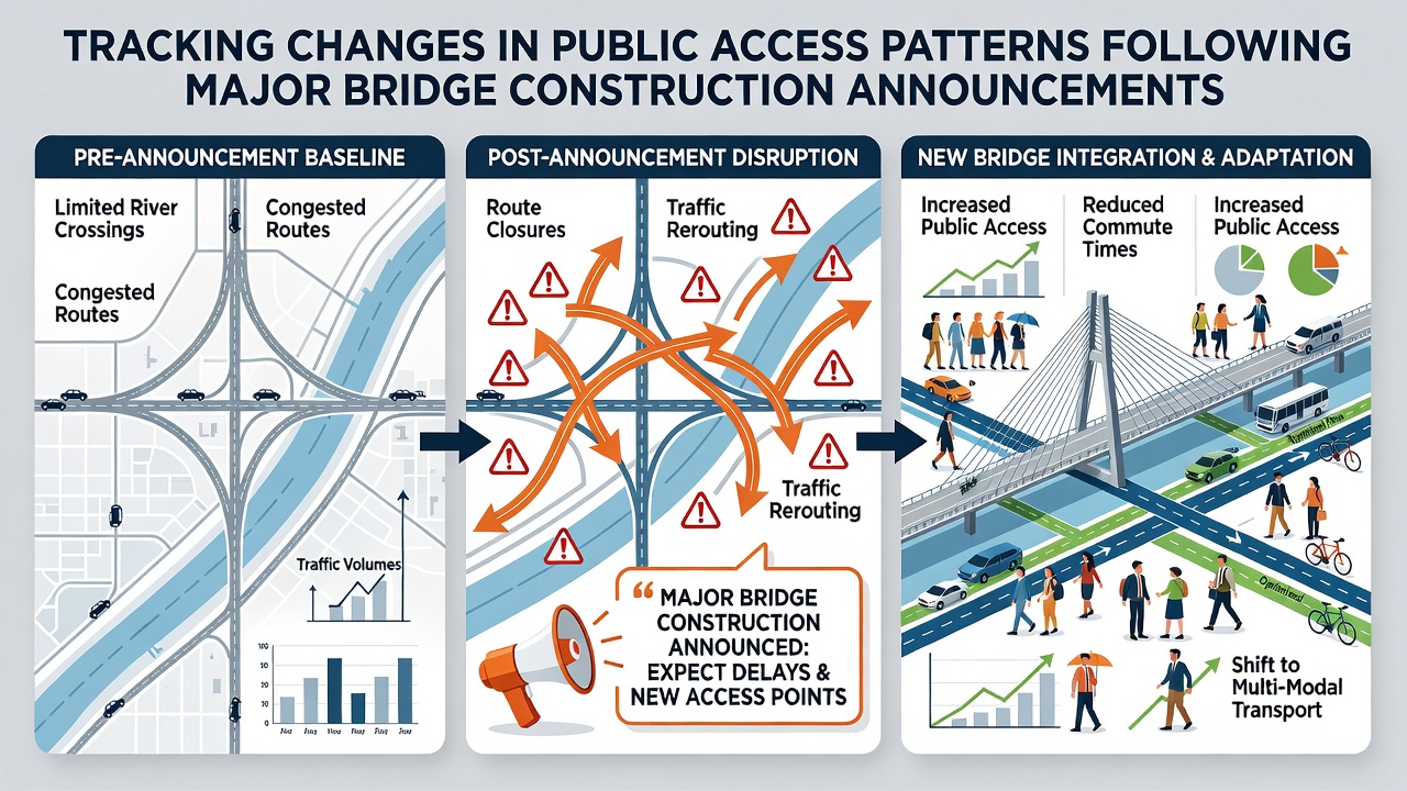Highway interchange with construction barriers and real-time traffic monitoring equipment collecting public access data